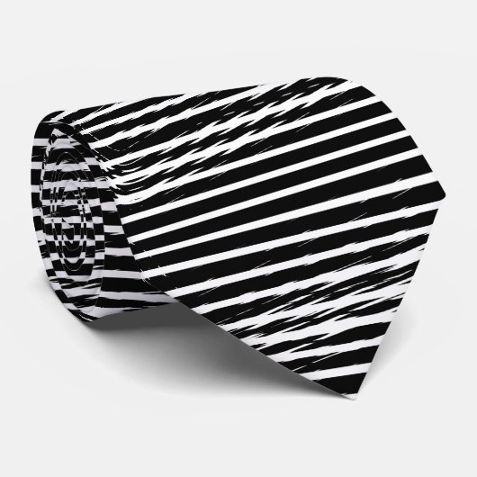 Black and White Glitchy Signal Stripes  ネクタイ (ロール)