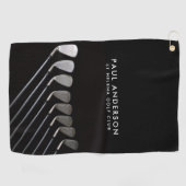 Black And White Golf Club Perosnalized Name Golfer ゴルフタオル (横)