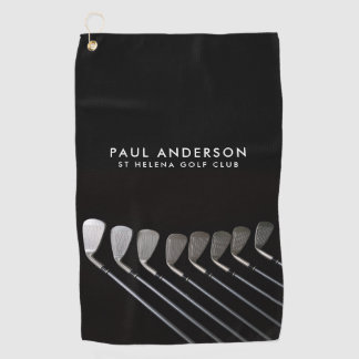 Black And White Golf Club Perosnalized Name Golfer ゴルフタオル