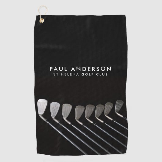 Black And White Golf Club Perosnalized Name Golfer ゴルフタオル (正面)