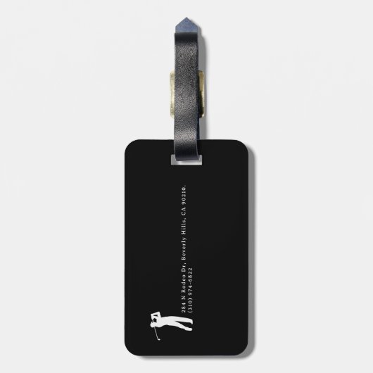 Black and White Golfer Name  ラゲッジタグ (裏面縦)