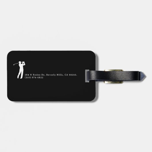 Black and White Golfer Name ラゲッジタグ (裏面横)