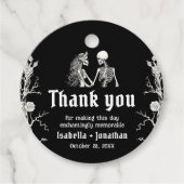 Black and White Gothic Halloween Skeleton Wedding フェイバータグ (正面)