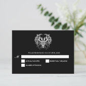 Black and white Gothic Halloween Wedding RSVP Card (スタンド正面)