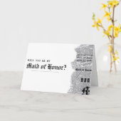 Black and White Gothic Repメイド・オブ・オーナー（花嫁付き添い人） カード (黄色い花)