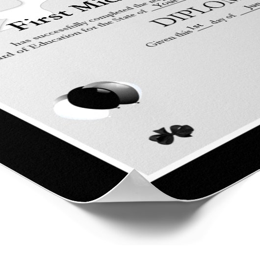 Black and White Graduate Homeschooler Diploma ポスター (角)