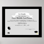 Black and White Graduate Homeschooler Diploma ポスター (正面)