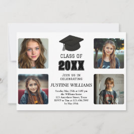 Black and White Graduation 招待状