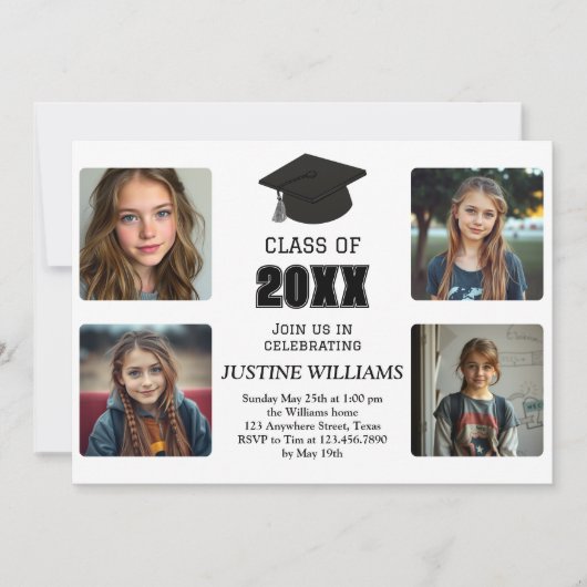 Black and White Graduation 招待状 (正面)