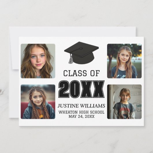 Black and White Graduation  案内状 (正面)