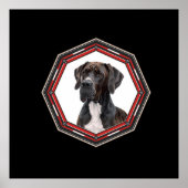 Black And White Great Dane In A Red Frame ポスター (正面)