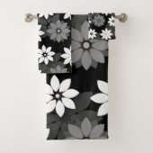 Black and white, grey seamless flower pattern バスタオルセット (インサイチュ)