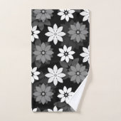 Black and white, grey seamless flower pattern バスタオルセット (ハンドタオル)