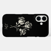 Black and White Grunge Stamp Roses Initials Case-Mate iPhoneケース (裏面 (横))