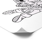 Black and white hand drawn astronaut teenage boy ポスター (角)