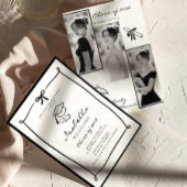 Black and White Hand Drawn Bow graduation 招待状