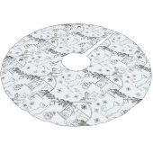 Black and white Hand drawn cats & Christmas tree  ブラッシュドポリエステルツリースカート (アングル)