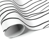 Black and White Hand-Drawn Wavy Line Pattern ラッピングペーパー (ロールコーナー)