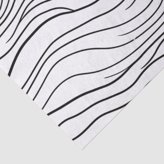 Black and White Hand-Drawn Wavy Line Pattern 薄葉紙 (詳細)
