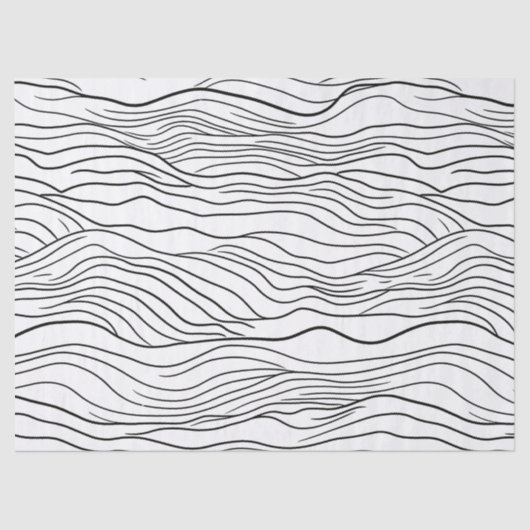 Black and White Hand-Drawn Wavy Line Pattern 薄葉紙 (正面)
