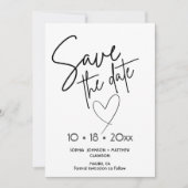Black and White Hand Drawn Wedding Save The Date  セーブザデート (正面)