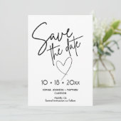 Black and White Hand Drawn Wedding Save The Date セーブザデート (スタンド正面)