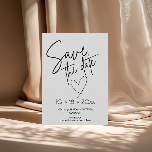Black and White Hand Drawn Wedding Save The Date セーブザデート