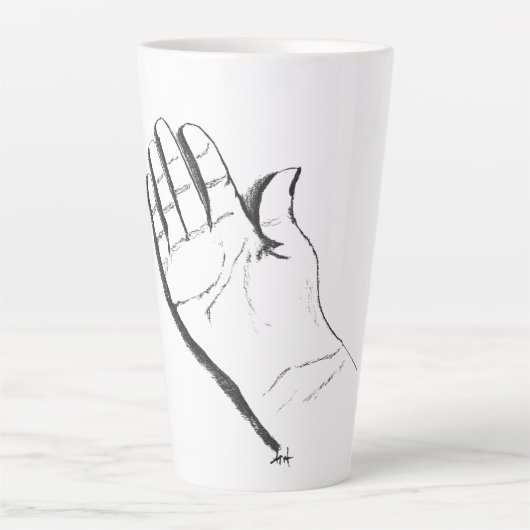 black and white hand on coffee mug カフェラテマグ (正面)