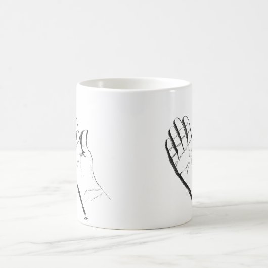 black and white hand on coffee mug コーヒーマグカップ (中央)
