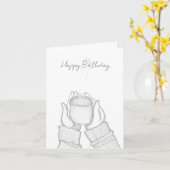black and white hands with coffee on Note Card カード (黄色い花)