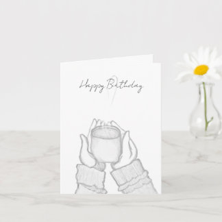 black and white hands with coffee on Note Card カード