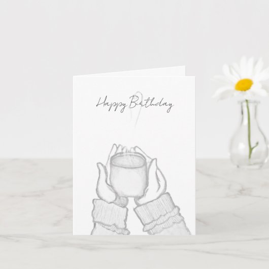 black and white hands with coffee on Note Card カード (小さな植物)