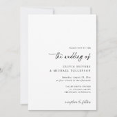 Black and White Handwriting All in One Wedding 招待状 (正面)