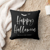 Black and White Happy Halloween Brush Calligraphy  クッション (ブランケット)