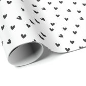 Black and White Heart Pattern Valentine's Day ラッピングペーパー (ロールコーナー)
