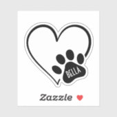 Black and White Heart Paw Print シール (シート)