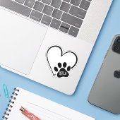 Black and White Heart Paw Print シール (ノートパソコンとiPhone)