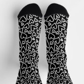Black and White Hearts Love Pattern Socks ソックス (上部)