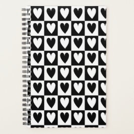 Black and White Hearts Love Planner Notebook プランナー手帳