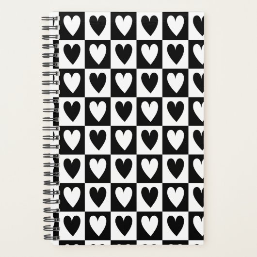 Black and White Hearts Love Planner Notebook プランナー手帳 (正面)