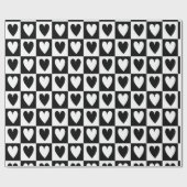 Black and White Hearts Love Valentines Print ラッピングペーパー (フラット)