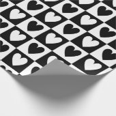 Black and White Hearts Love Valentines Print ラッピングペーパー (角)