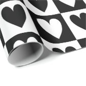 Black and White Hearts Love Valentines Print ラッピングペーパー (ロールコーナー)