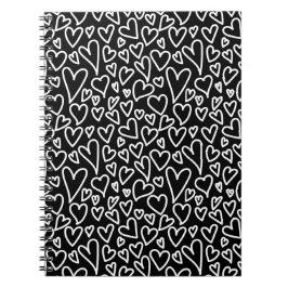 Black and White Hearts Printed Cover Notebook ノートブック