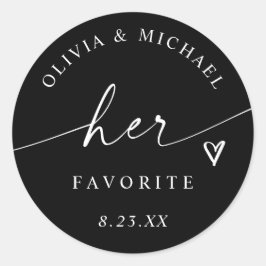 Black and White Her Favorite Wedding Treat Bag ラウンドシール