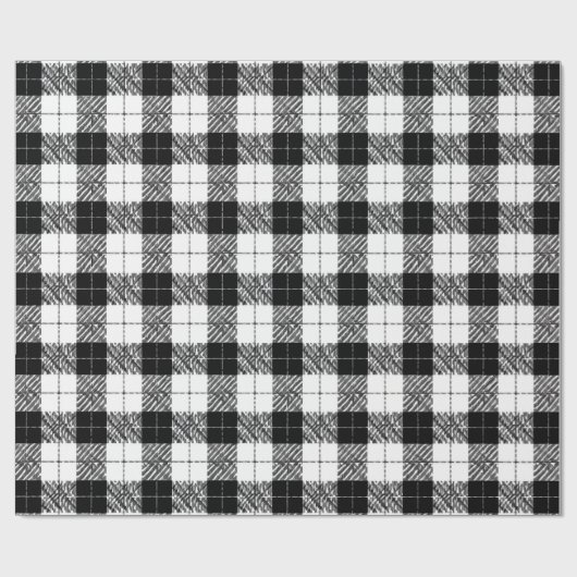 Black and White Herringbone Wrapping Paper ラッピングペーパー (フラット)