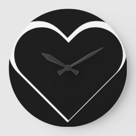 black and white – Herz ♥ Heart ラージ壁時計