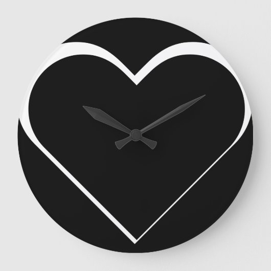 black and white – Herz ♥ Heart ラージ壁時計 (正面)
