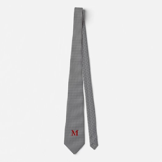 Black and White Houndstooth Monogrammed Tie ネクタイ (正面)
