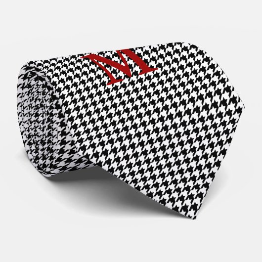 Black and White Houndstooth Monogrammed Tie ネクタイ (ロール)